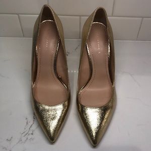 Zara gold pointed toe stiletto heel pumps